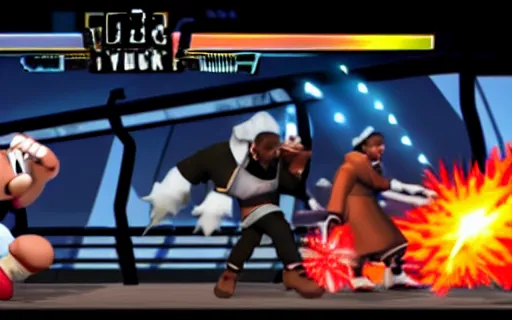 Image similar to kanye west as a playable fighter in smash bros, gameplay screenshot