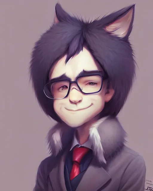 Prompt: character concept art of a cute male anthropomorphic furry | | adorable, a detective, key visual, realistic shaded perfect face, tufted softly, fine details by stanley artgerm lau, wlop, rossdraws, james jean, andrei riabovitchev, marc simonetti, and sakimichan, trending on weasyl