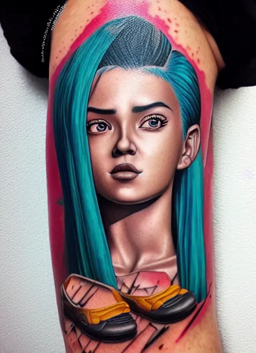 Image similar to highly detailed portrait of bulma, photographic realistic background, by nikkohurtado, by stevebutchertattoos, by den _ yakovlev, by niki 2 3 gtr, by sivak _, by tonysantos _ tattoo, trending on instagram, award winning details