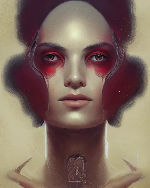 Image similar to symmetrical portrait of a 2 5 year old girl, by karol bak, james jean, tom bagshaw, rococo, sharp focus, trending on artstation, cinematic lighting, hyper realism, octane render, 8 k, hyper detailed.