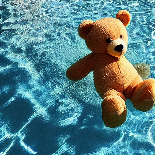 Image similar to photo of a teddy bear swimming in a pool