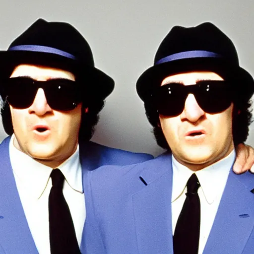 Image similar to the blues brothers as conjoined twins