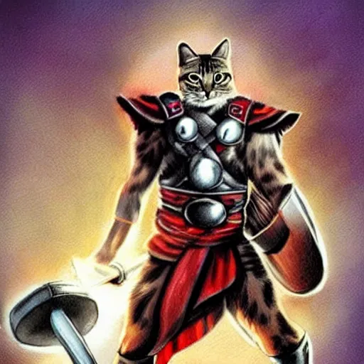 Image similar to a feline thor