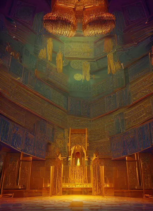 Prompt: ( ( ( inside jerusalem temple holy of holies ) ) ) by mike campau, arc of the covenant, cherubim, mercy seat, the veil, octane render, vibrant colors, unreal engine, dynamic lighting, perfect factions, very detailed faces, trending on artstation, poster, volumetric lighting, 4 k, award winning