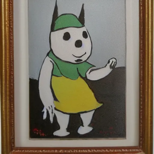 Prompt: moomin, oil painting, met collection, vintage comic