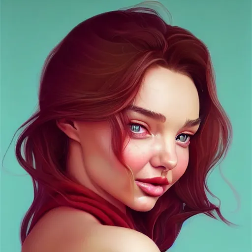 Prompt: a portrait of miranda kerr, pastel crimson - red, art by lois van baarle and loish and ross tran and rossdraws and sam yang and samdoesarts and artgerm and saruei and disney and wlop, digital art, highly detailed, intricate, sharp focus, trending on artstation hq, deviantart, unreal engine 5, 4 k uhd image