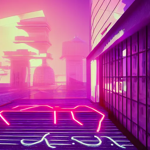 Prompt: synthwave art of peykan, tehran, octane render, pink neon lights