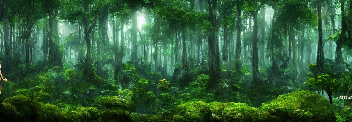 Image similar to a forest with glowing plants, wide shot, cinematic, ultra realistic, ultra detailed, in style of avatar movie