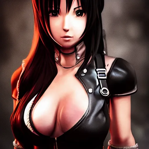 Image similar to detailed character art of tifa lockhart, trending on artstation