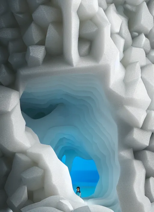 Prompt: white zen sea cave made of geodes well contoured smooth fair walls, up close shot, sharp focus, global illumination, radiant light, alexandre ferra white mecha, irakli nadar, octane highly render, 4 k, ultra hd,