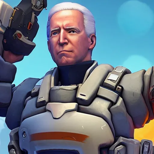 Prompt: screenshot of joe biden as an overwatch character