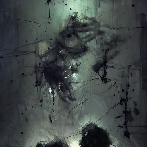 Image similar to man stealing energy from another man by emil melmoth zdzislaw belsinki craig mullins yoji shinkawa realistic render ominous detailed photo atmospheric by jeremy mann francis bacon and agnes cecile ink drips paint smears digital glitches glitchart