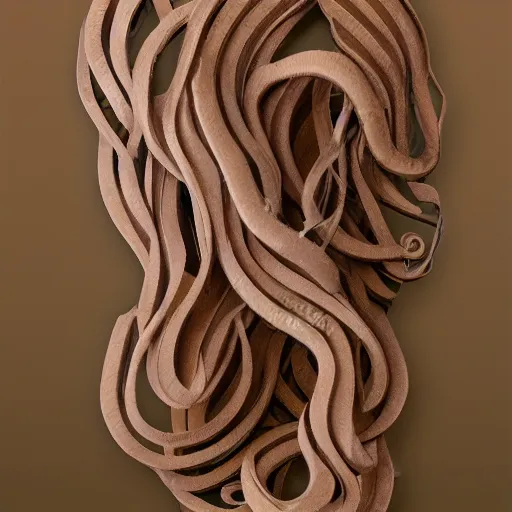 Image similar to cardboard cutout of tentacles, cut out of brown corrugated cardboard, realistic, cardboard cutout, flat, hyperrealistic photography