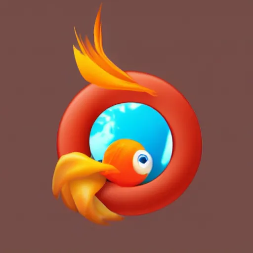 Image similar to web browser icon with a goldfish