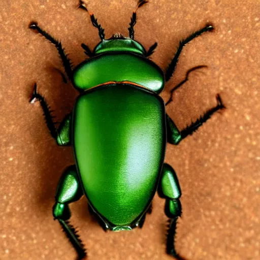 Image similar to hybrid of green beetle and red turtle, photorealistic, close - up