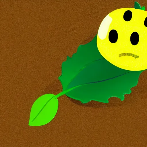 Image similar to a screaming lemon with a green leaf on top, cartoon