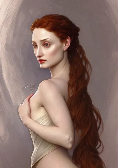 Image similar to sansa angeline jolie gessica chastain, intricate, elegant, highly detailed, digital painting, artstation, concept art, smooth, sharp focus, illustration, art by artgerm and greg rutkowski and alphonse mucha and william - adolphe bouguereau