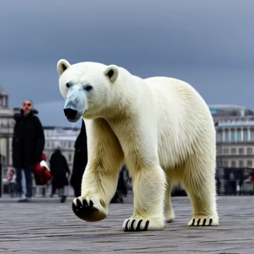 Image similar to polar bear walking across deserted trafalgar square
