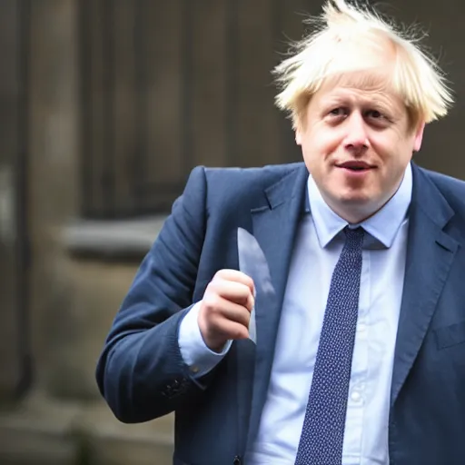 Image similar to medium shot photo of Boris Johnson smoking weed, 4k, ultra HD