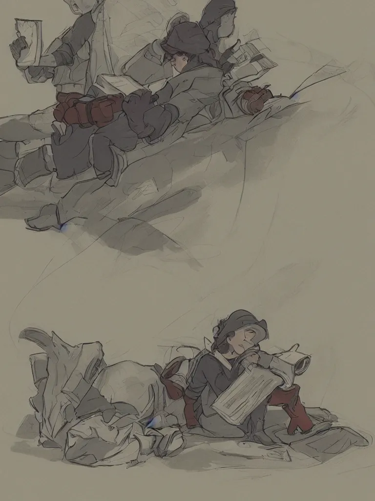 Image similar to reading by disney concept artists, blunt borders, rule of thirds