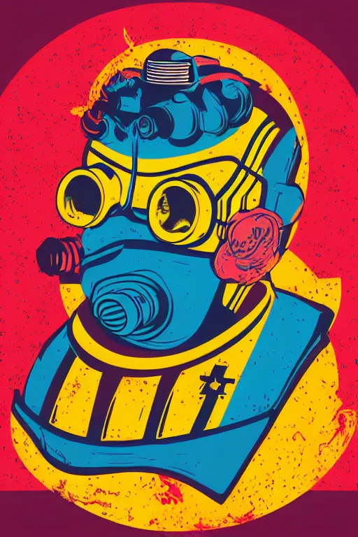 Image similar to fallout 7 6 retro futurist illustration art by butcher billy, sticker, colorful, illustration, highly detailed, simple, smooth and clean vector curves, no jagged lines, vector art, smooth andy warhol style