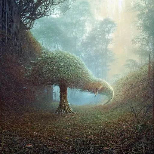 Prompt: lonely hedgehog tree opalescent walkway quantum digital art matte painting hyper realism sharp focus intricate details by tomasz alen kopera, victo ngai, greg rutkowski, tim white, beksinski, artgerm, paul lehr, andreas rocha