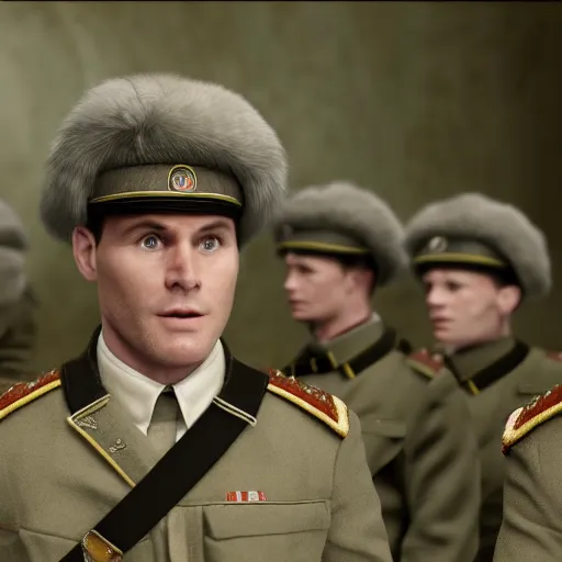 Prompt: movie scene kier starmer in russian soldiers uniform, photorealistic, highly detailed 8 k