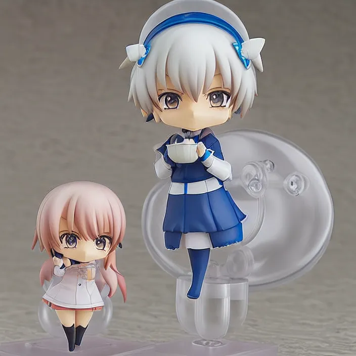 Image similar to an anime nendoroid of the water droplet, figurine, detailed product photo