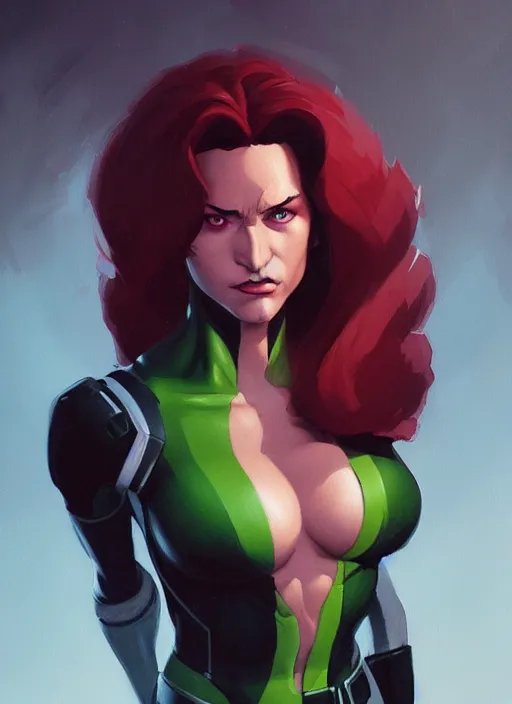 Image similar to very detailed masterpiece painting of rogue from x - men : the animated series ( 1 9 9 2 ), portrait, artstation, concept art by greg rutkowski