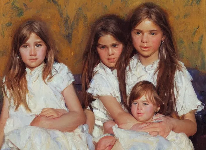 Image similar to a highly detailed beautiful portrait of mara's daughters, by gregory manchess, james gurney, james jean