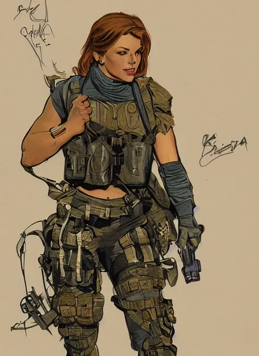 Image similar to Dinah. USN special forces operator. rb6s Concept art by James Gurney and Alphonso Mucha.