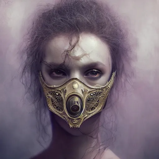 Prompt: Very very very very highly detailed epic central composition studio photography of face with venetian mask, intricate, dystopian, sci-fi, extremely detailed, digital painting, artstation, concept art, smooth, sharp focus, illustration, intimidating lighting, incredible art by Brooke Shaden