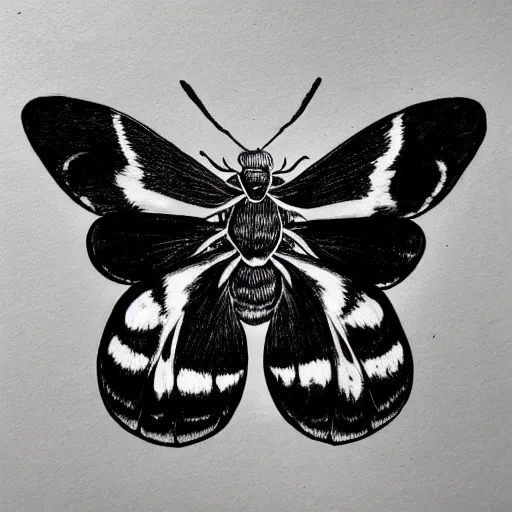 Prompt: “line drawing of a deaths head moth”