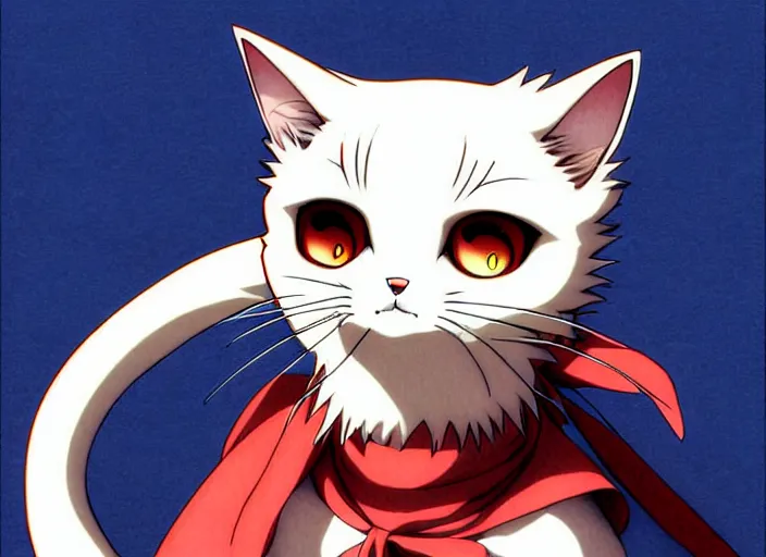 Image similar to anime visual of a cute cat, with red eyes!!!!, high quality detailed anime, cel shaded, digital art by last exile murata range blue submarine no 6, hd, ambient light