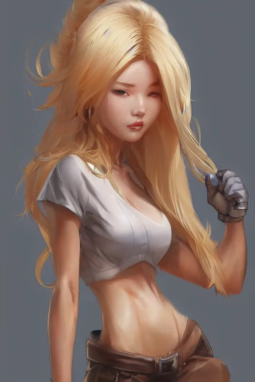 Prompt: a Hyung tae Kim concept art of female blond character on a render by the artist Hyung Tae Kim , Jiyun Chae, Joe Madureira, trending on Artstation Hyung tae Kim, artbook, Stanley Artgerm Lau, WLOP, Rossdraws