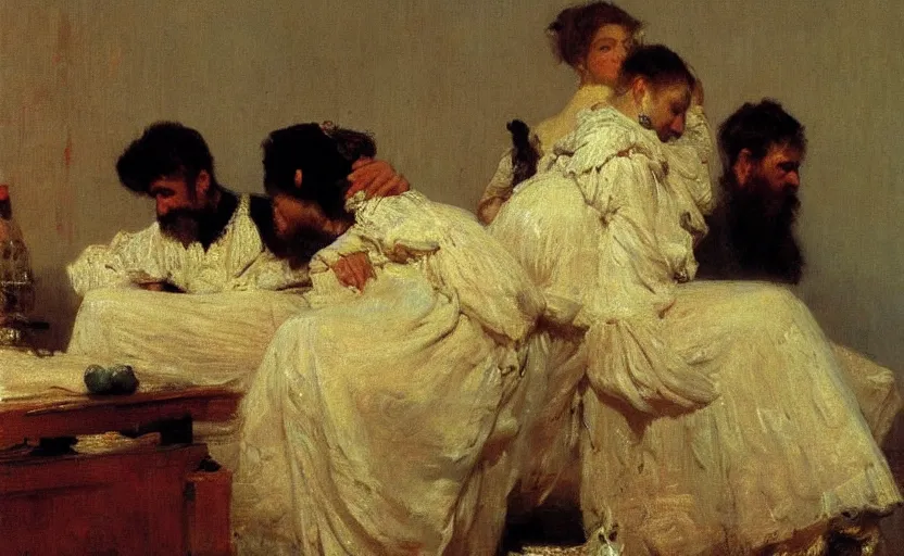 Image similar to high quality high detail painting by ilya repin, denied, hd
