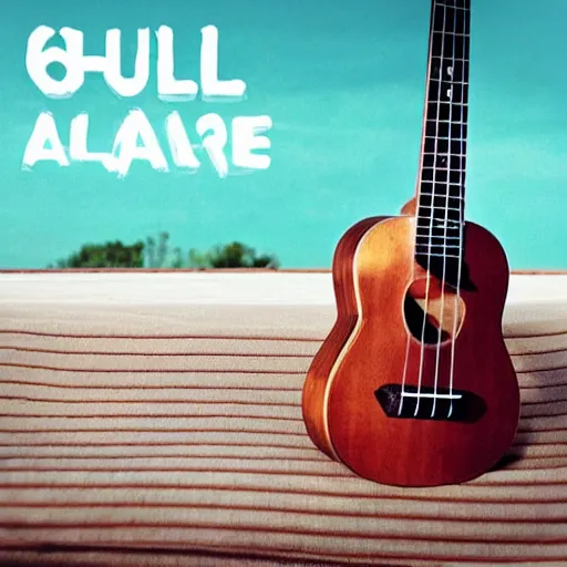 Prompt: album art, chill, ukulele, airplane