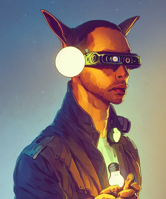 Image similar to a portrait of a cyberpunk kangaroo holding a light bulb, fantasy, elegant, digital painting, artstation, concept art, matte, sharp focus, illustration, art by josan gonzalez