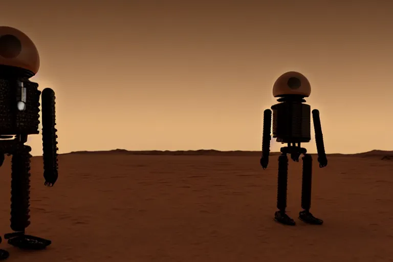 Image similar to realistic human - like man android on mars sci - fi low effort realistic ambient light and shadow