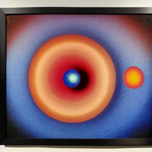 Image similar to by ben goossens, by agnes martin vivid cloisonne, sumerian. installation art. using data from a nasa exoplanet space telescope, scientists discovered a jupiter - like world 3 7 9 light - years from earth, orbiting a star similar to our sun.