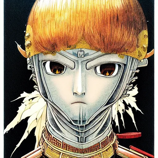 Image similar to prompt : portrait of knight painted in miyazaki color style drawn by katsuhiro otomo and takato yamamoto, inspired by fables, china doll face, smooth face feature, intricate oil painting, high detail, sharp high detail, manga and anime 2 0 0 0