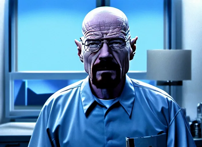 Prompt: film still of walter white as a monster in monsters, inc movie 2 0 0 1, 8 k, cinematic rule of thirds