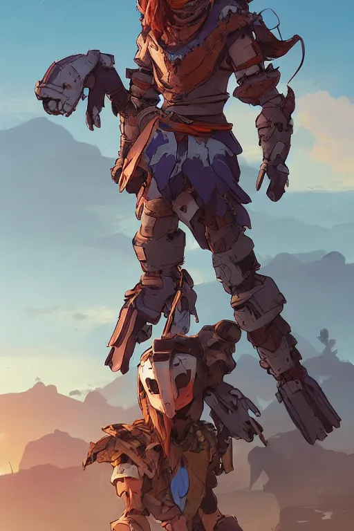 Image similar to combination suit armor aloy horizon forbidden west horizon zero dawn robot ninja mask helmet backpack tribal, art gta 5 comics, official fanart behance hd artstation by jesper ejsing, by rhads, makoto shinkai and lois van baarle, ilya kuvshinov, ossdraws radiating a glowing aura cgi rtx 2 0 2 2