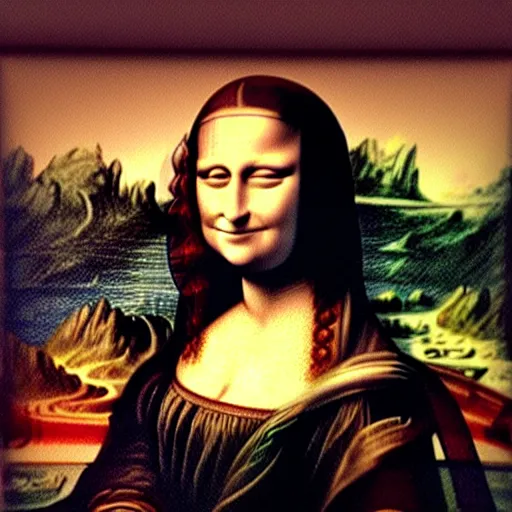 Image similar to mona lisa. crayon.