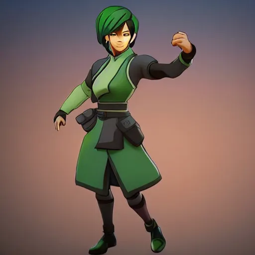 Image similar to toph beifong in fortnite, character render, full body shot, highly detailed, in game render