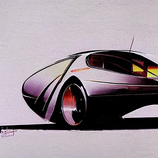 Image similar to concept art for a car that rides on a spherical wheel, painted by syd mead, high quality