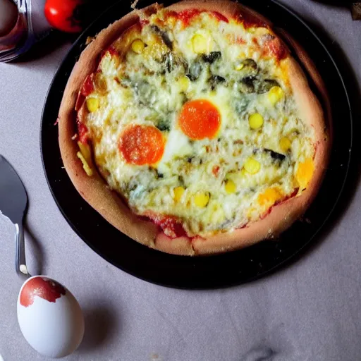 Image similar to a delicious robin's egg deep dish pizza.