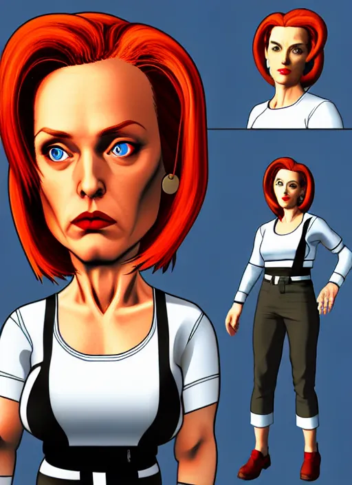 Image similar to dana scully in the style of street fighter v