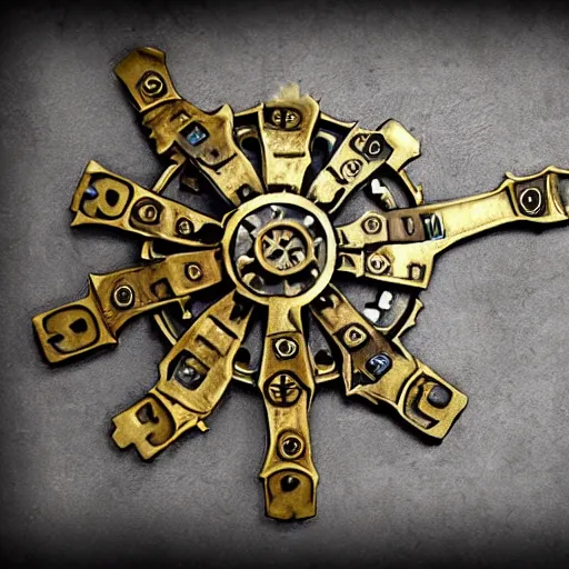 Image similar to fantasy steampunk cog wrench weapon, fantasy game art, fantasy rpg, league of legends