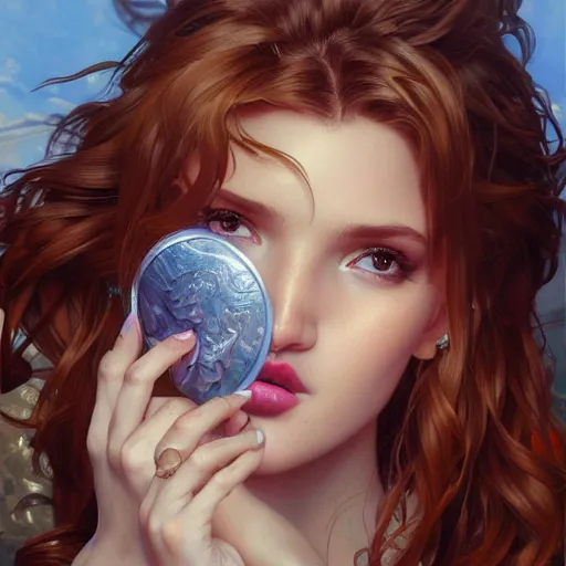 Prompt: ultra realistic illustration, bella thorne blowing a kiss, intricate, elegant, highly detailed, digital painting, artstation, concept art, smooth, sharp focus, illustration, art by artgerm and greg rutkowski and alphonse mucha